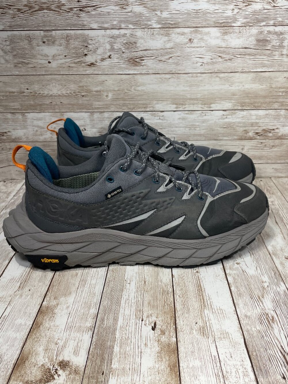 Hoka One Anacapa Low Gtx Men's 10 D Vibram Lace Up Gray Hiking Shoes Sneakers - Picture 2 of 9